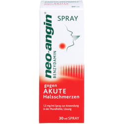 NEO-ANGIN Benzydamine spray for acute sore throats.