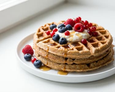Fluffy Kefir Waffles with Fresh Berries