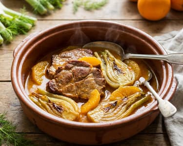 Schweinenacken mit Fenchel und Orangen
