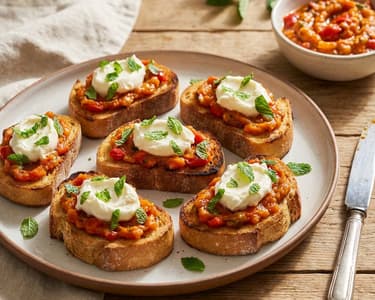 Paprika-Tapenade mit Mascarpone und Minze