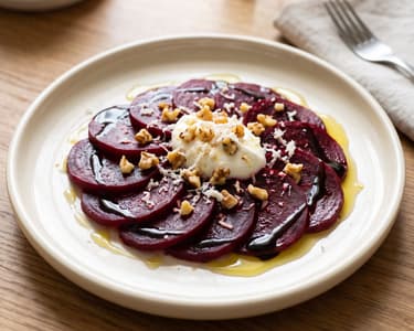 Beetroot Carpaccio with Walnuts and Fresh Horseradish