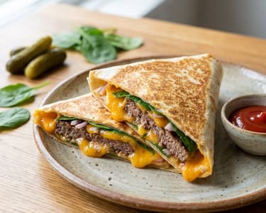 Überbackene Burger-Tortillas