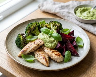 Chicken Salad with Avocado Pesto and Beetroot