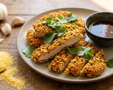 Hähnchenschnitzel mit Miso und Koriander