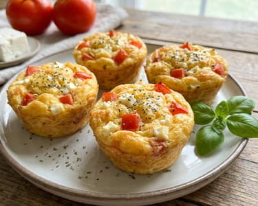 Savory Egg Muffins with Tomatoes and Balkan Cheese