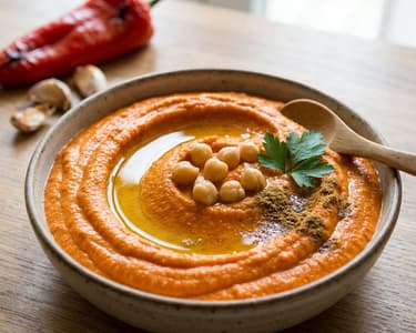 Hummus with Roasted Bell Pepper and Garlic