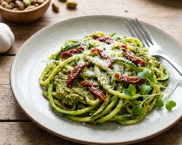 Zucchini-Spaghetti mit Pistazienpesto