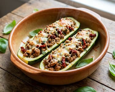 Überbackene Zucchini mit Hackfleisch
