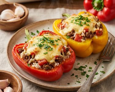 Gefüllte Paprika mit Hackfleisch und Mozzarella