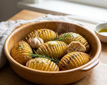 Swedish Hasselback Potatoes with Garlic & Rosemary