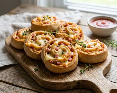 Herzhafte Pizza-Schnecken aus Dinkel-Teig
