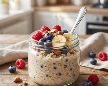 Overnight Oats mit Beeren und Nüssen