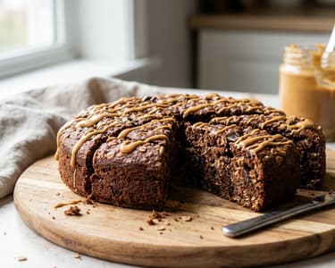 Chocolate Oat Cake with Peanut Butter
