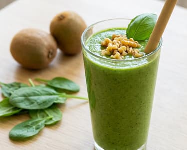 Grüner Smoothie mit Kiwi und Spinat