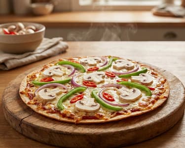Schnelle Tortilla-Pizza mit Champignons & Paprika