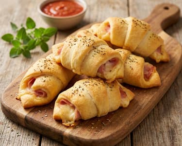 Pizza-Hörnchen mit Schinken und Käse