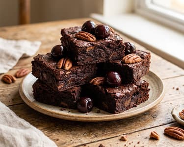 Vegane Brownies mit Pekannüssen und Sauerkirschen