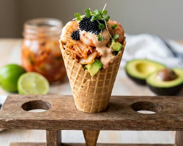 Shrimp Cocktail with Kimchi and Avocado