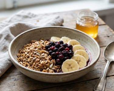 Granola with Sunflower Seeds and Berry Compote
