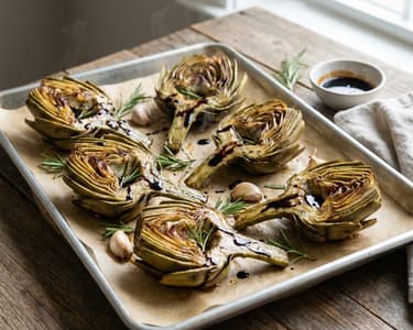 Baked Artichokes with Balsamic Glaze