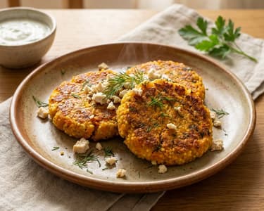 Karotten-Frikadellen mit Hirse und Tofu