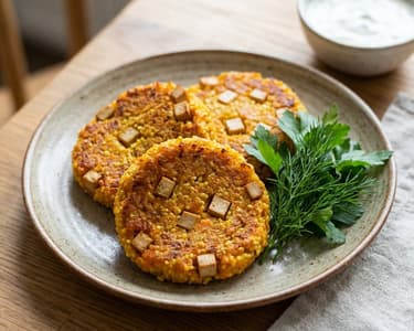 Karotten-Frikadellen mit Hirse und Tofu