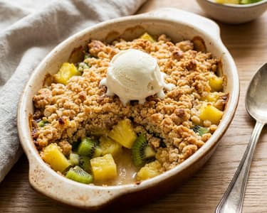 Exotischer Frucht-Crumble mit Ananas und Kiwi