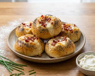 Herzhafte Brötchen mit Speck und Mozzarella