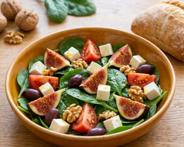 Salad with Figs and Plant-Based Cheese