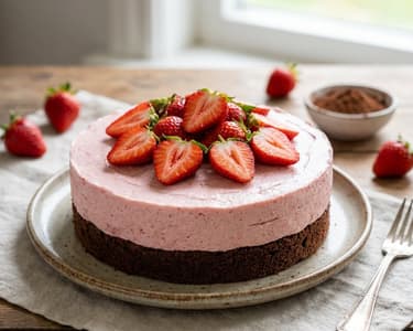 Strawberry Mousse Cake with Chocolate Base