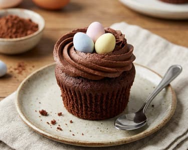 Easter Chocolate Cupcakes with Nest and Eggs