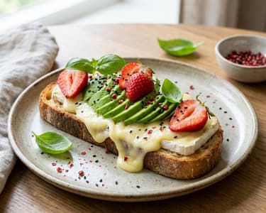 Toast mit Camembert und Erdbeeren | Gourmet-Snack