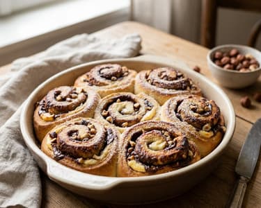 Fluffige Schoko-Haselnuss-Schnecken mit Frischkäse-Füllung