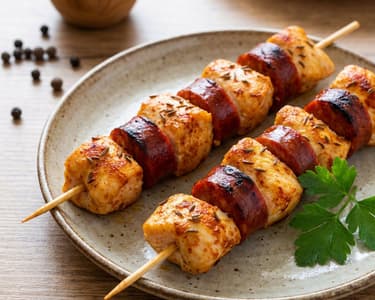 Chicken Skewers with Chorizo | Spicy & Quick
