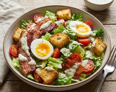 Knackiger BLT-Salat mit Ei und Speck | Schnelles Rezept