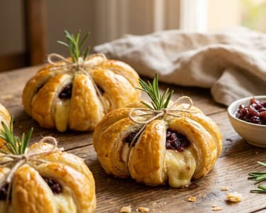 Blätterteig-Kürbisse mit Camembert und Zwiebel-Chutney