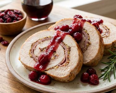 Juicy Turkey Roulade with Cranberry Sauce