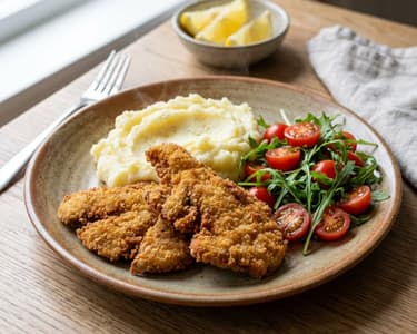 Crispy Oyster Mushroom Schnitzel with Mashed Potatoes