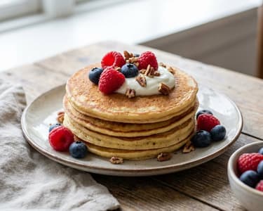 Gluten-Free Pancakes with Berries & Pecans