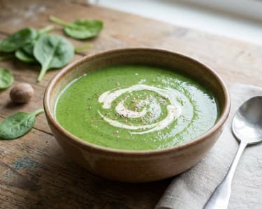 Creamy Baby Spinach Soup with Nutmeg