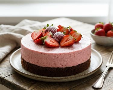 Strawberry Mousse Cake with Chocolate Base