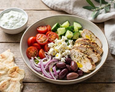Greek Bowl with Grilled Chicken and Tzatziki