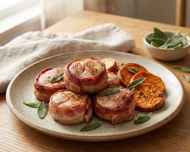 Turkey Breast on Sage with Roasted Sweet Potatoes