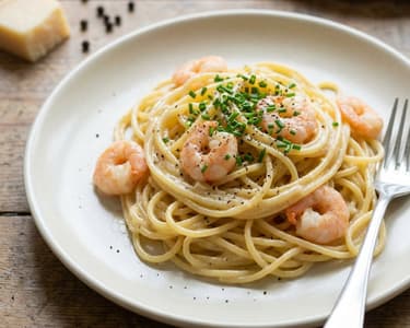 Spaghetti with Pecorino and Shrimp
