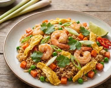 Thai fried rice with prawns