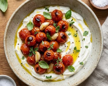 Roasted Cherry Tomatoes with Yogurt