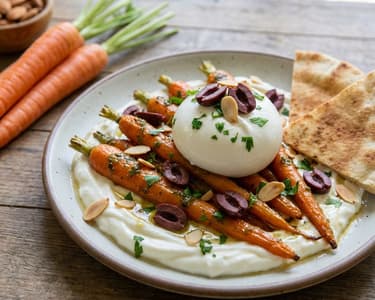 Roasted Carrots with Burrata and Pesto