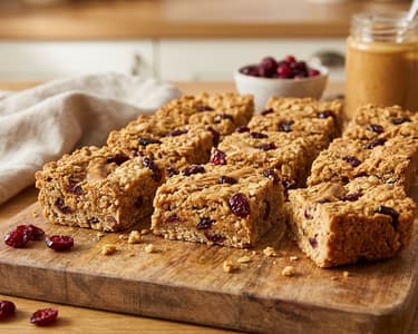 Flapjack mit Erdnussbutter und Cranberries