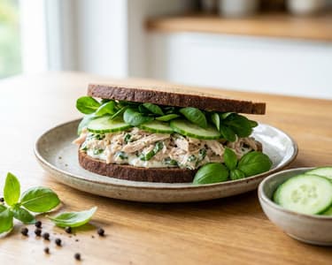 Sandwich mit gezupftem Putenfleisch