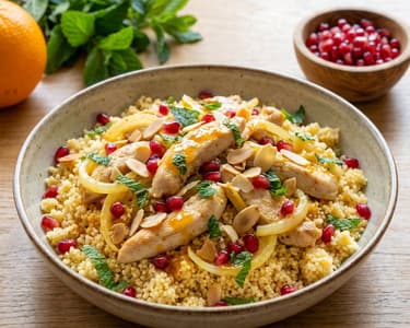 Couscous-Salat mit Hähnchen und Granatapfel